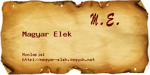 Magyar Elek névjegykártya